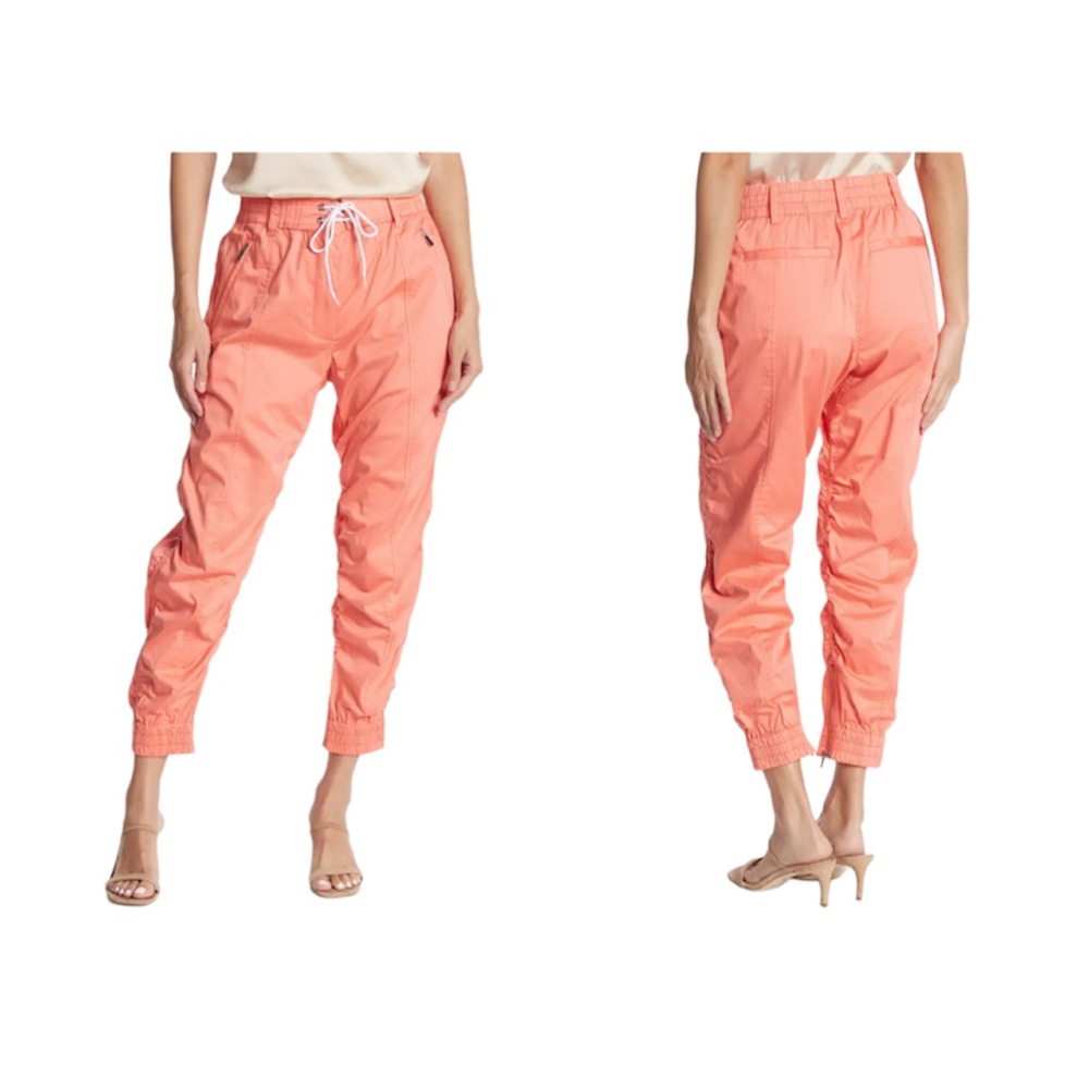Derek Lam 10 Crosby Kina Utility Joggers in Neon Coral NWT